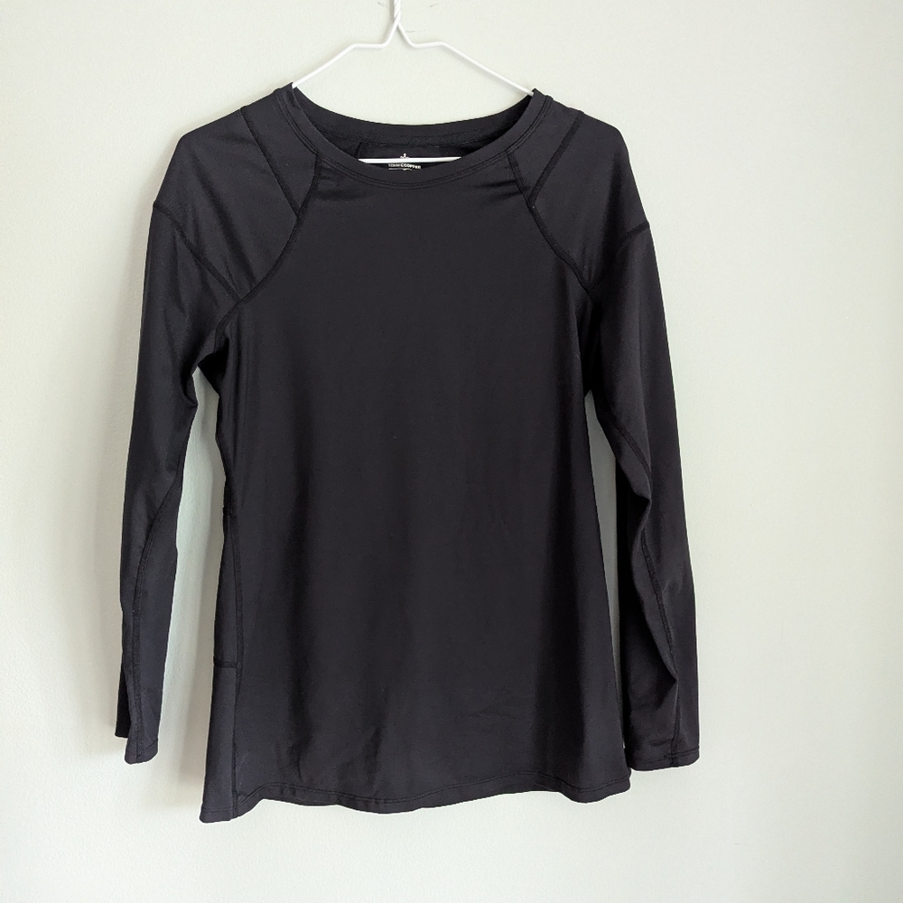 Tommie Copper Shoulder Support Shirt Women's XL Black Long Sleeve Fitted